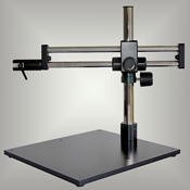 Dual arm boom stand with linear bearings for smooth motion